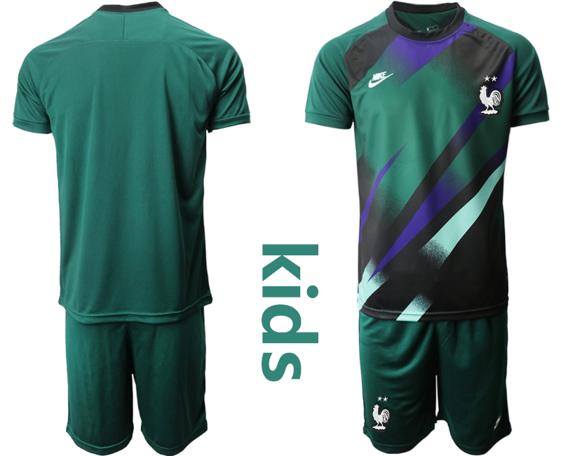 Cheap 2021 European Cup France ark green Youth goalkeeper soccer jerseys